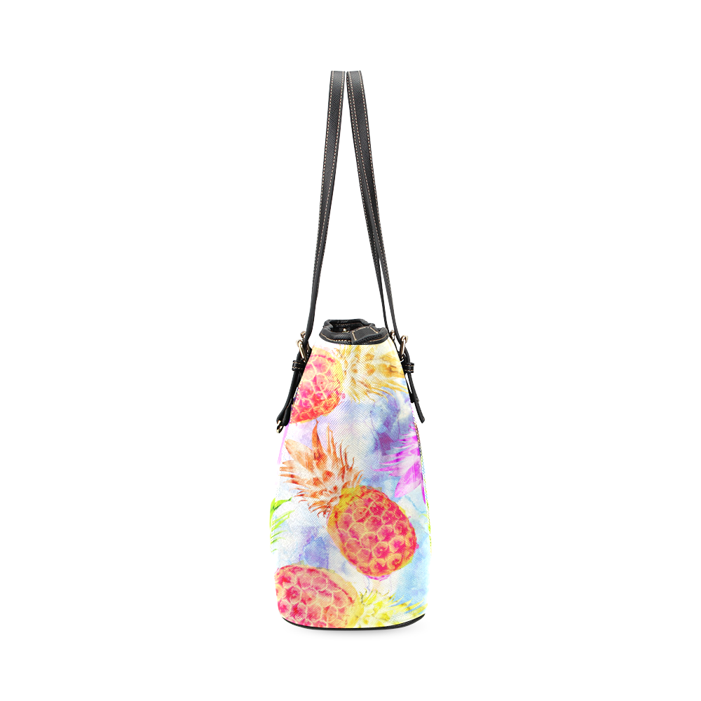 Pineapples Leather Tote Bag/Small (Model 1640)