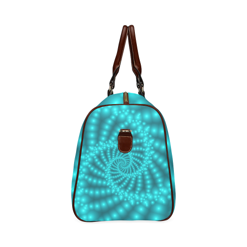 Glossy Turquoise Beads Spiral Fractal Waterproof Travel Bag/Small (Model 1639)