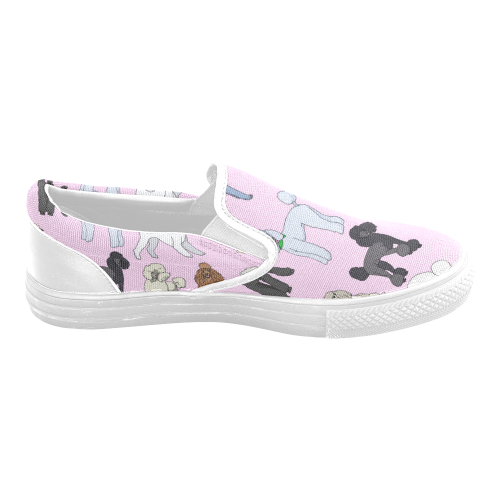 poodles pink Women's Unusual Slip-on Canvas Shoes (Model 019)