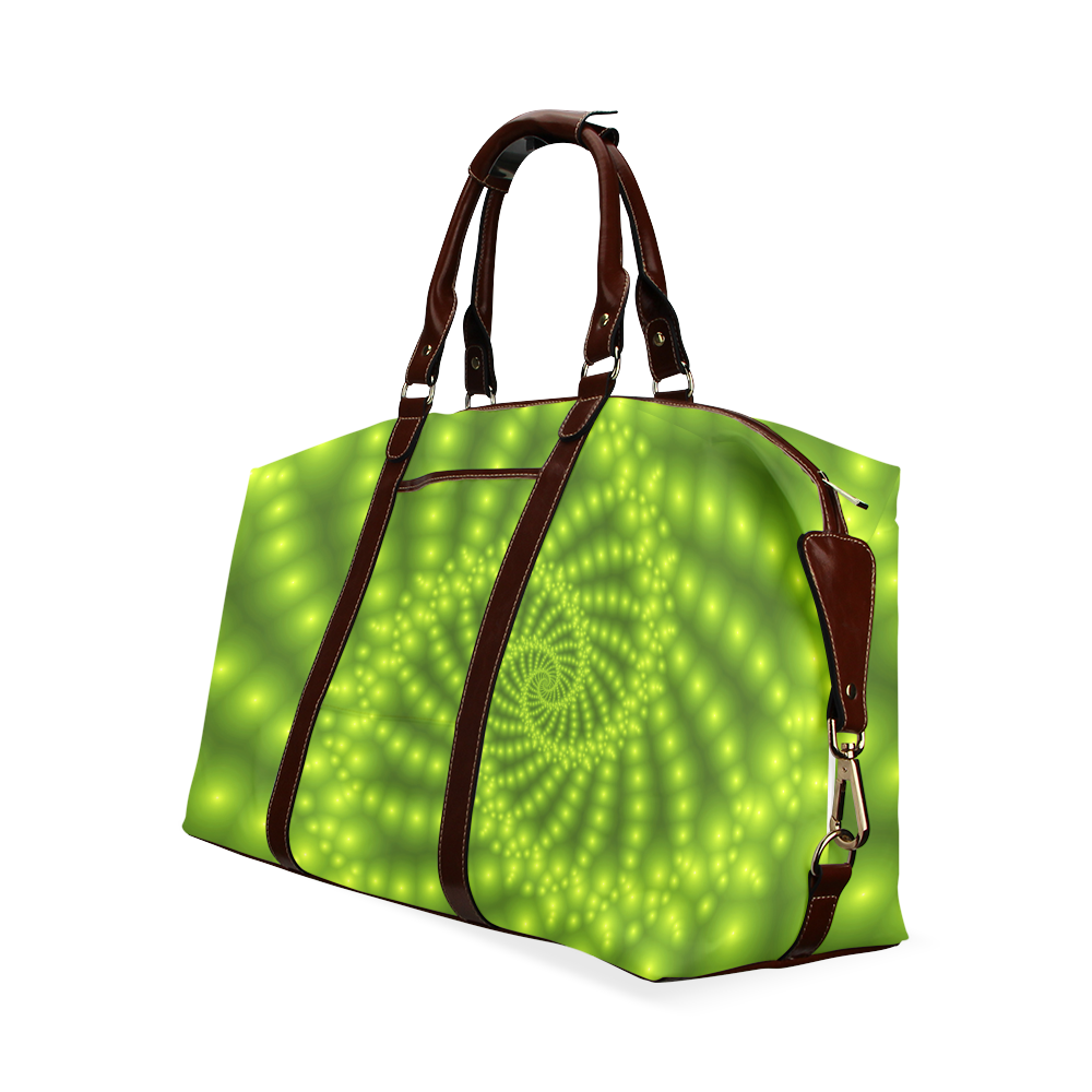 Glossy Lime Green Beads Spiral Fractal Classic Travel Bag (Model 1643)