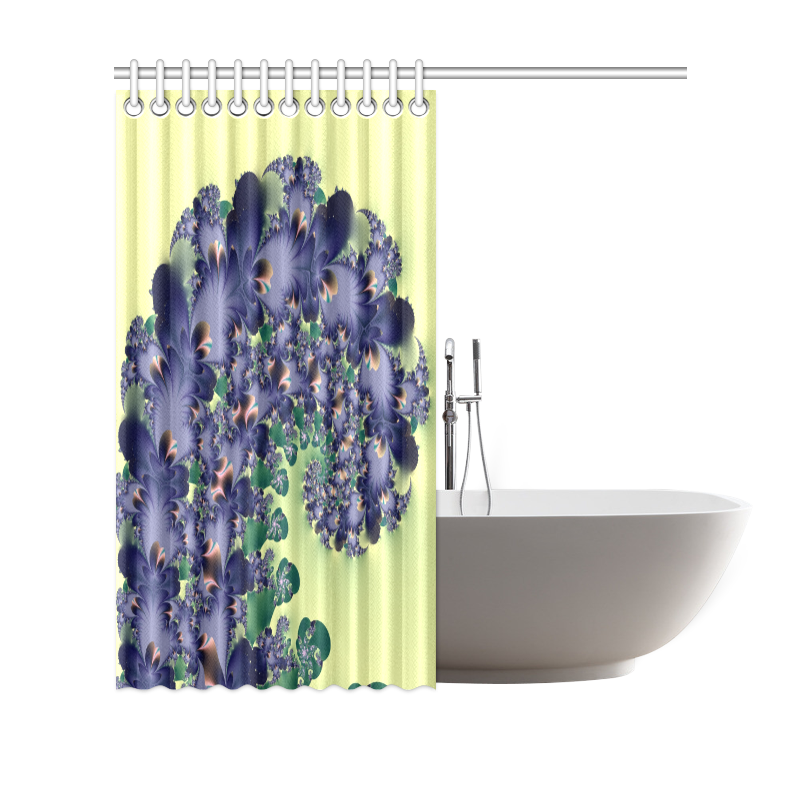 Fantastical Purple Feathers Fractal Abstract Shower Curtain 69"x70"