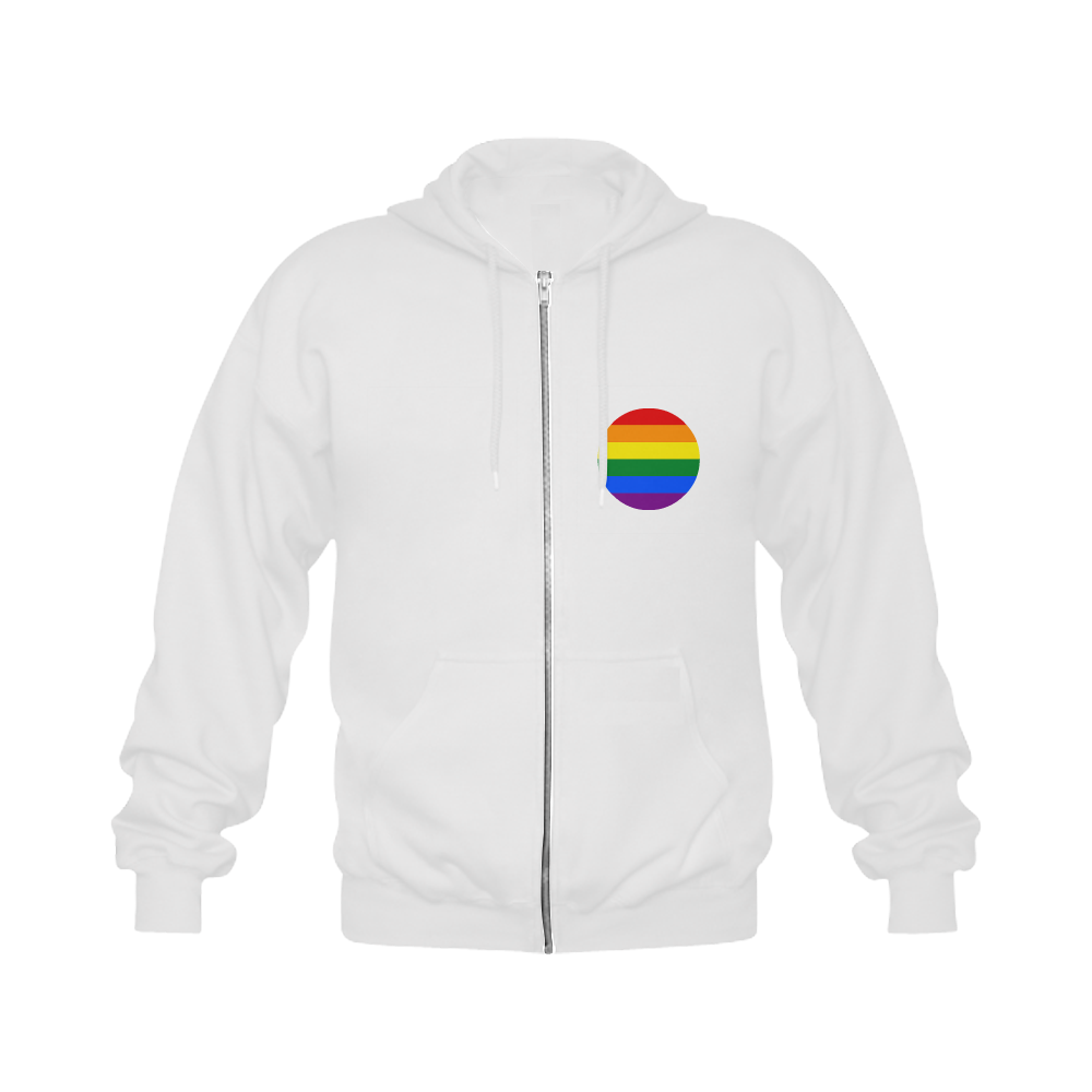 Gay Pride Rainbow Flag Stripes Gildan Full Zip Hooded Sweatshirt (Model H02)