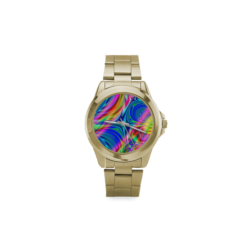 Rainbow Splash Fractal Custom Gilt Watch(Model 101)