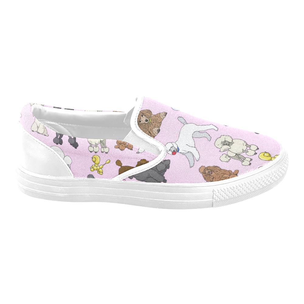 poodles pink Women's Unusual Slip-on Canvas Shoes (Model 019)