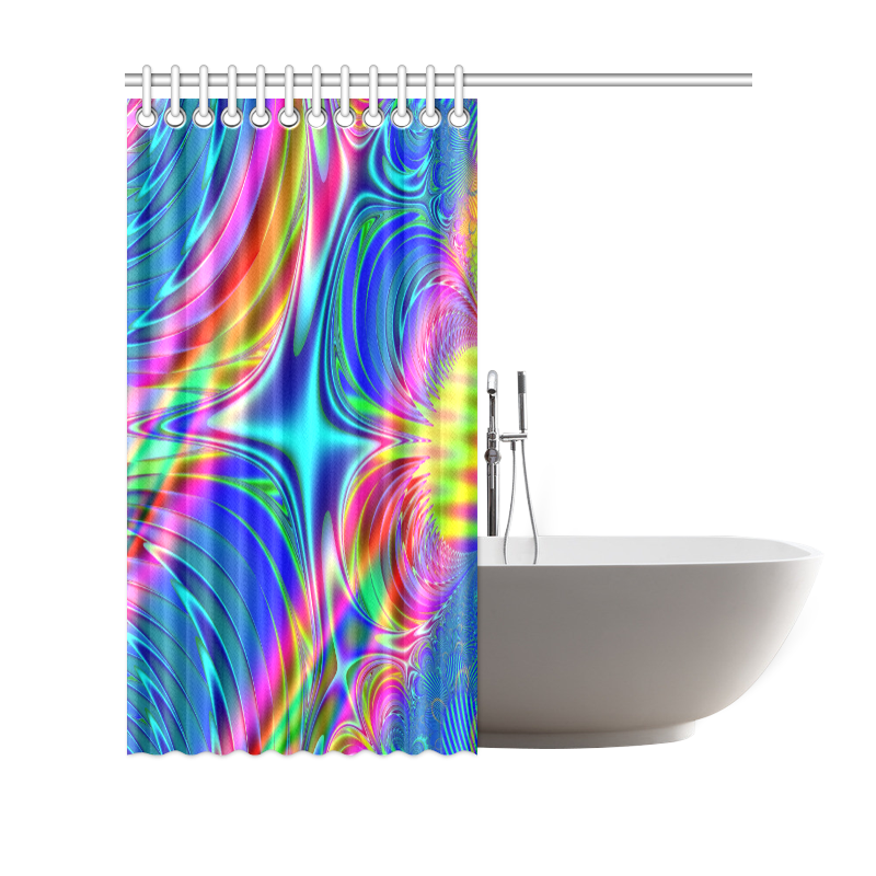 Rainbow Splash Fractal Shower Curtain 69"x70"