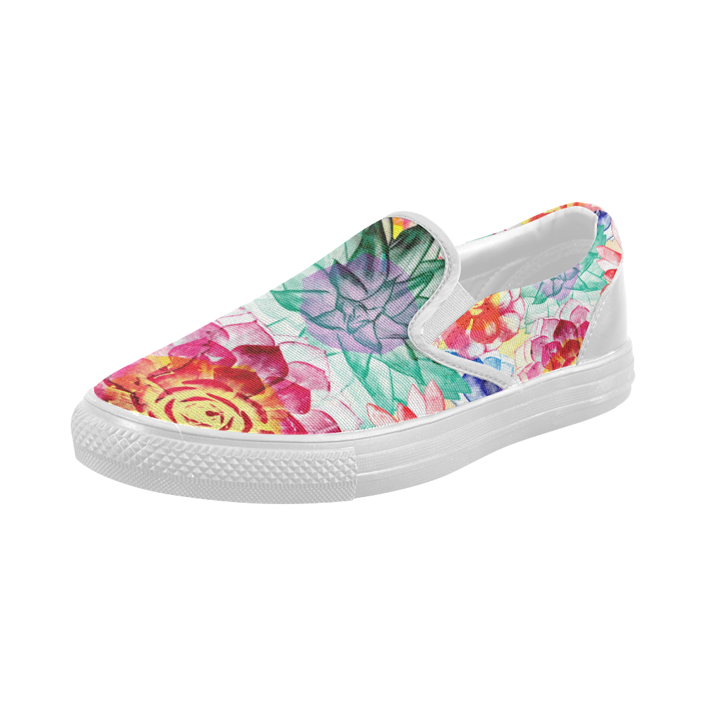 Succulents Women's Slip-on Canvas Shoes (Model 019)
