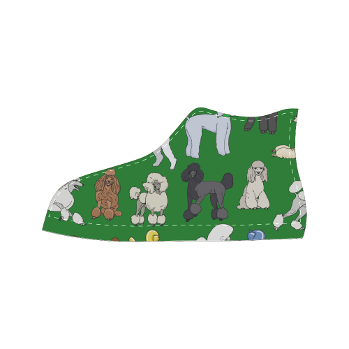 poodles hunter green Women's Classic High Top Canvas Shoes (Model 017)