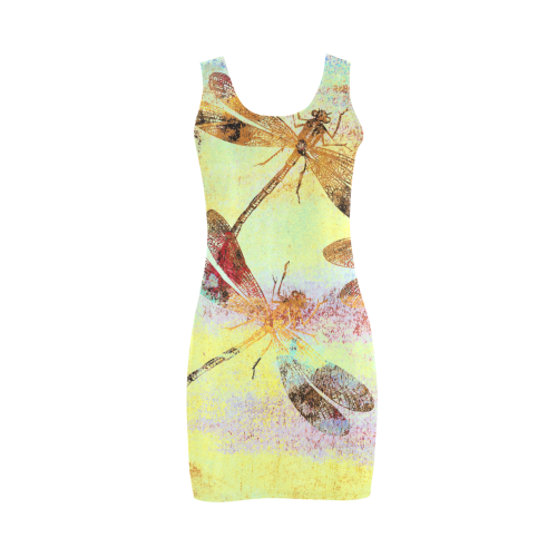 Mauritius Vintage Dragonflies Colours W Medea Vest Dress (Model D06)
