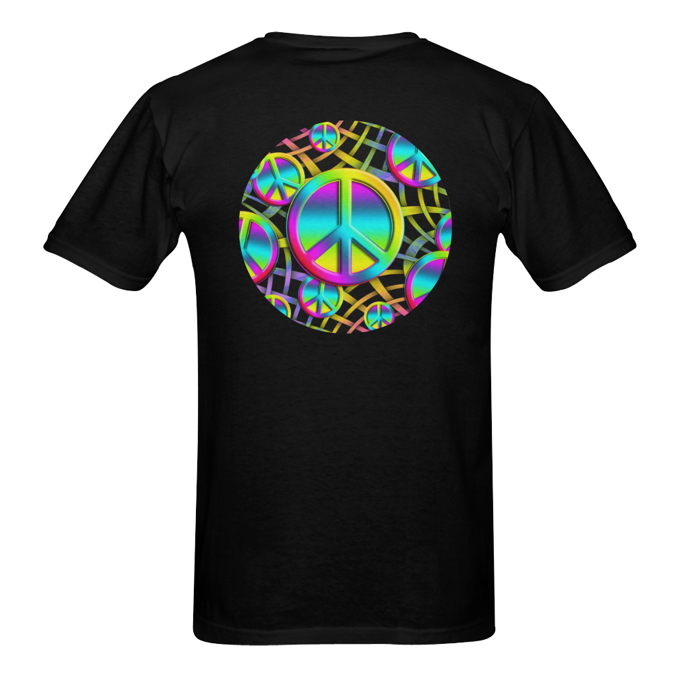 Neon Colorful Peace Pattern Men's T-Shirt in USA Size (Two Sides Printing)