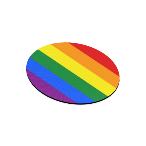 Gay Pride Rainbow Flag Stripes Round Mousepad