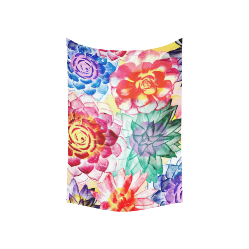 Succulents Cotton Linen Wall Tapestry 60"x 40"