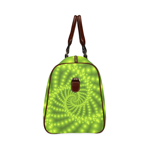 Glossy Lime Green Beads Spiral Fractal Waterproof Travel Bag/Small (Model 1639)
