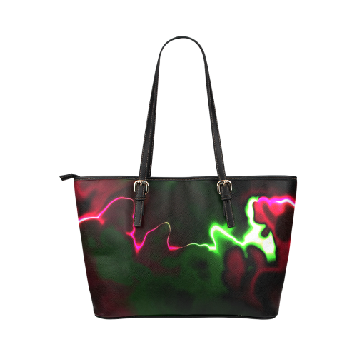 awesome fractal 35 Leather Tote Bag/Small (Model 1651)
