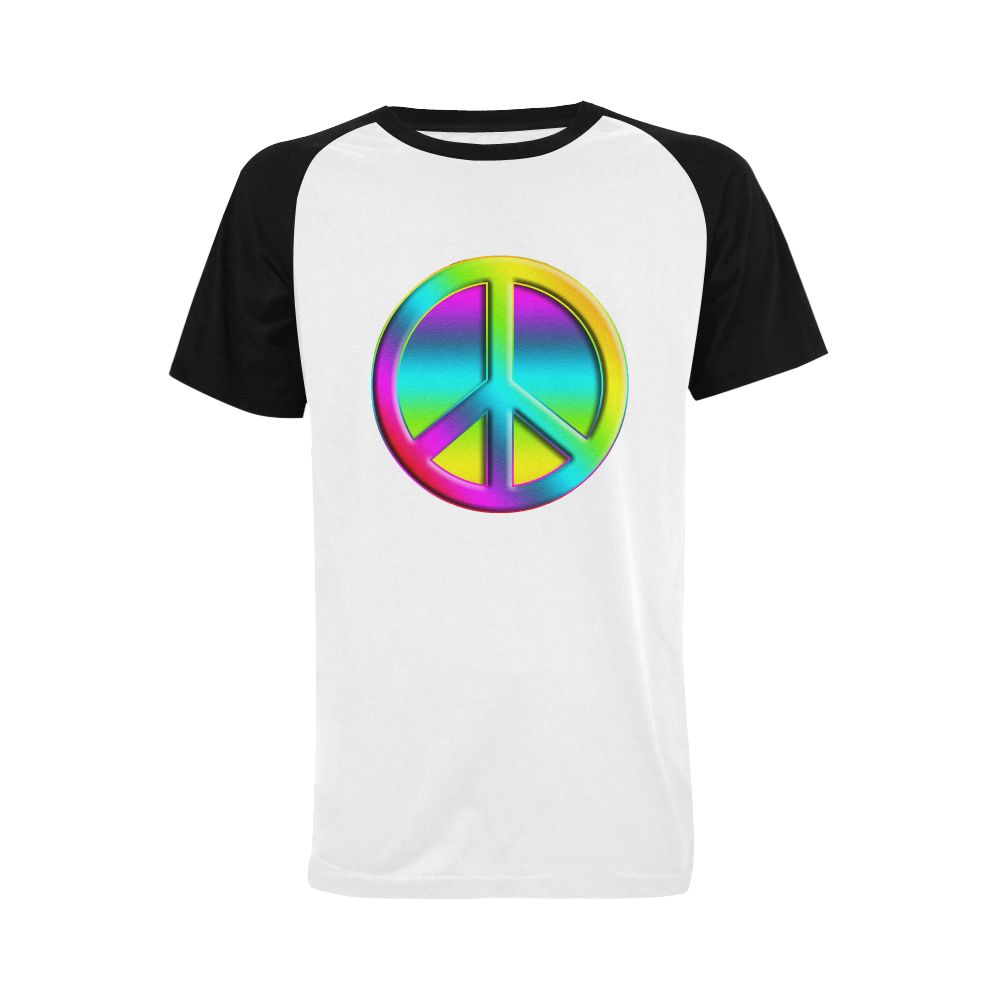 Neon Colorful Peace Pattern Men's Raglan T-shirt Big Size (USA Size) (Model T11)