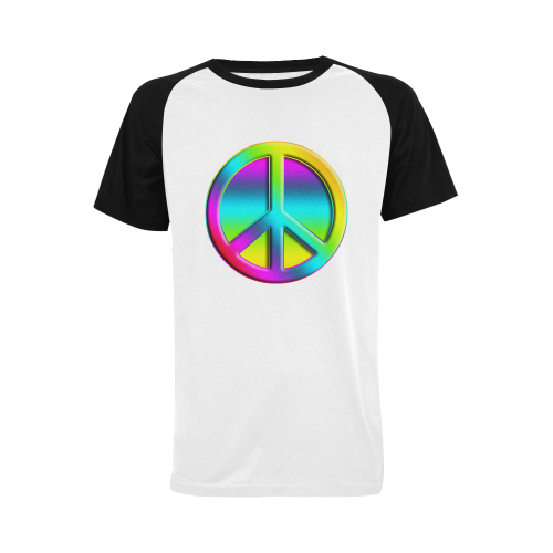 Neon Colorful Peace Pattern Men's Raglan T-shirt Big Size (USA Size) (Model T11)