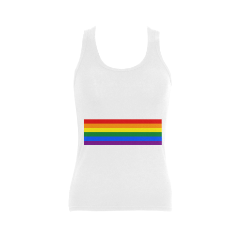 Gay Pride Rainbow Flag Stripes Women's Shoulder-Free Tank Top (Model T35)