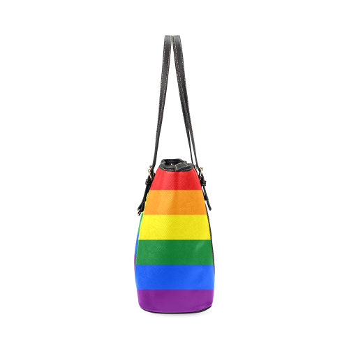 Gay Pride Rainbow Flag Stripes Leather Tote Bag/Large (Model 1640)