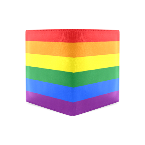 Gay Pride Rainbow Flag Stripes Men's Leather Wallet (Model 1612)
