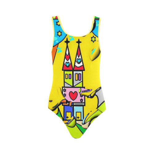 Yellow Dom by Nico Bielow Vest One Piece Swimsuit (Model S04)