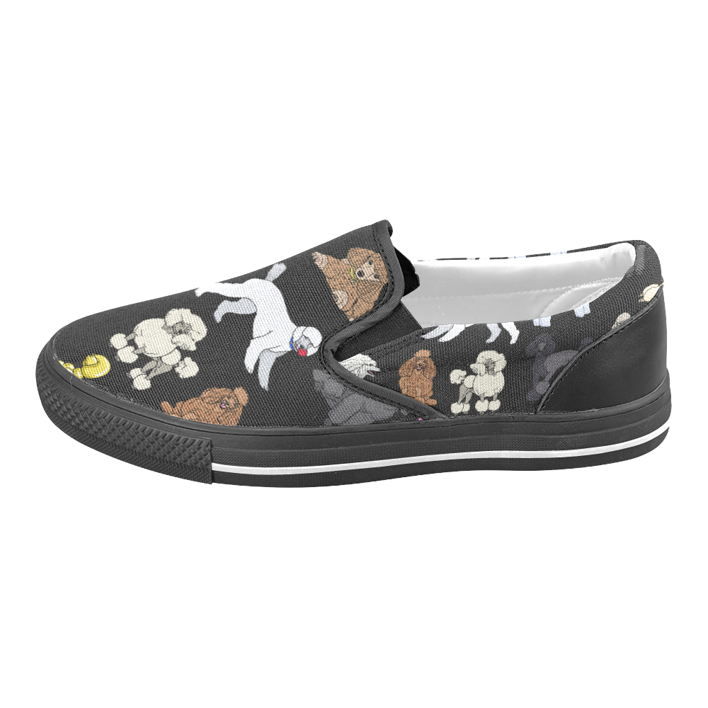 poodlesblack Women's Unusual Slip-on Canvas Shoes (Model 019)