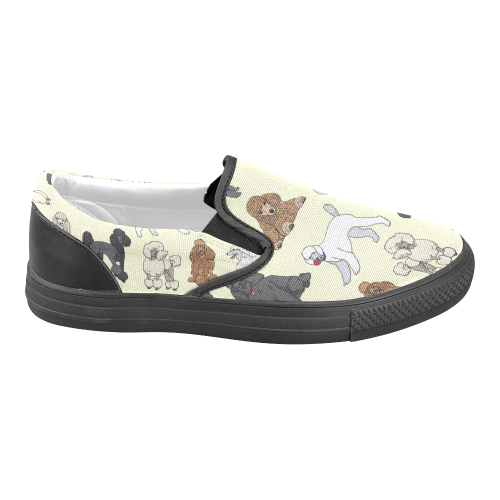 poodles cream Women's Unusual Slip-on Canvas Shoes (Model 019)