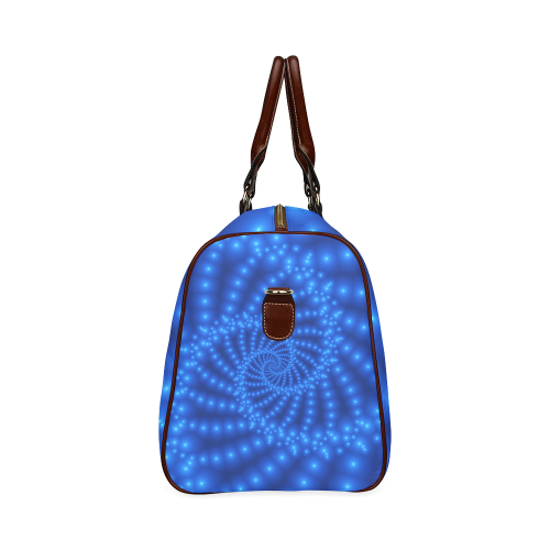 Glossy Blue Beads Spiral Fractal Waterproof Travel Bag/Large (Model 1639)