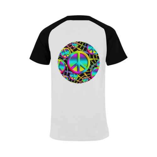Neon Colorful Peace Pattern Men's Raglan T-shirt (USA Size) (Model T11)