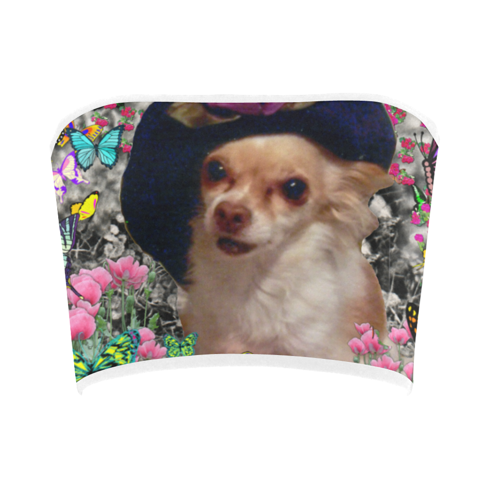 Chi Chi in Yellow Butterflies, Chihuahua Puppy Dog Bandeau Top