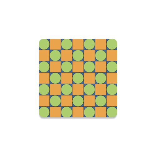 Green and Orange Geometric Pattern Square Coaster