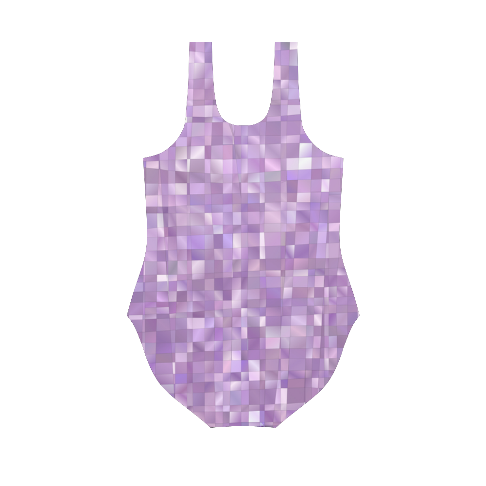 Purple Pearl Mosaic Vest One Piece Swimsuit (Model S04)