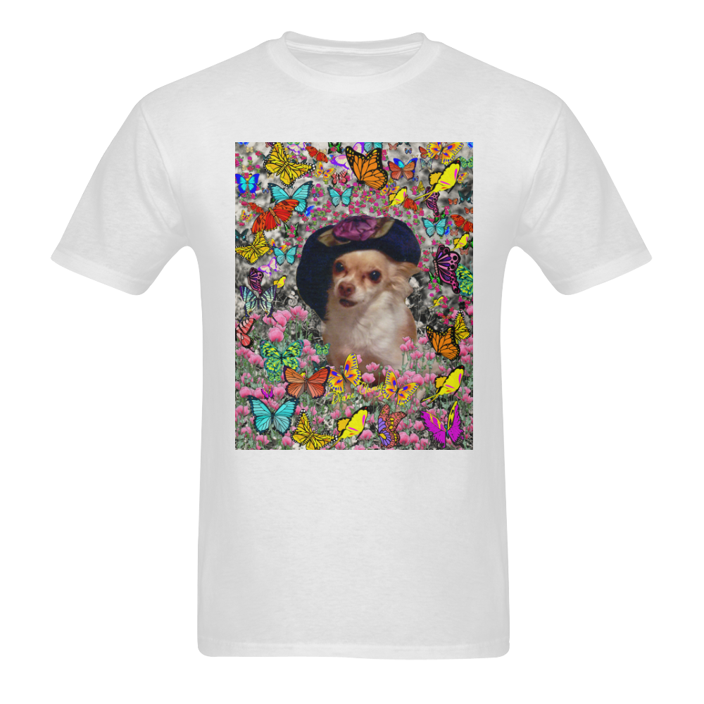 Chi Chi in Yellow Butterflies, Chihuahua Puppy Dog Sunny Men's T- shirt (Model T06)