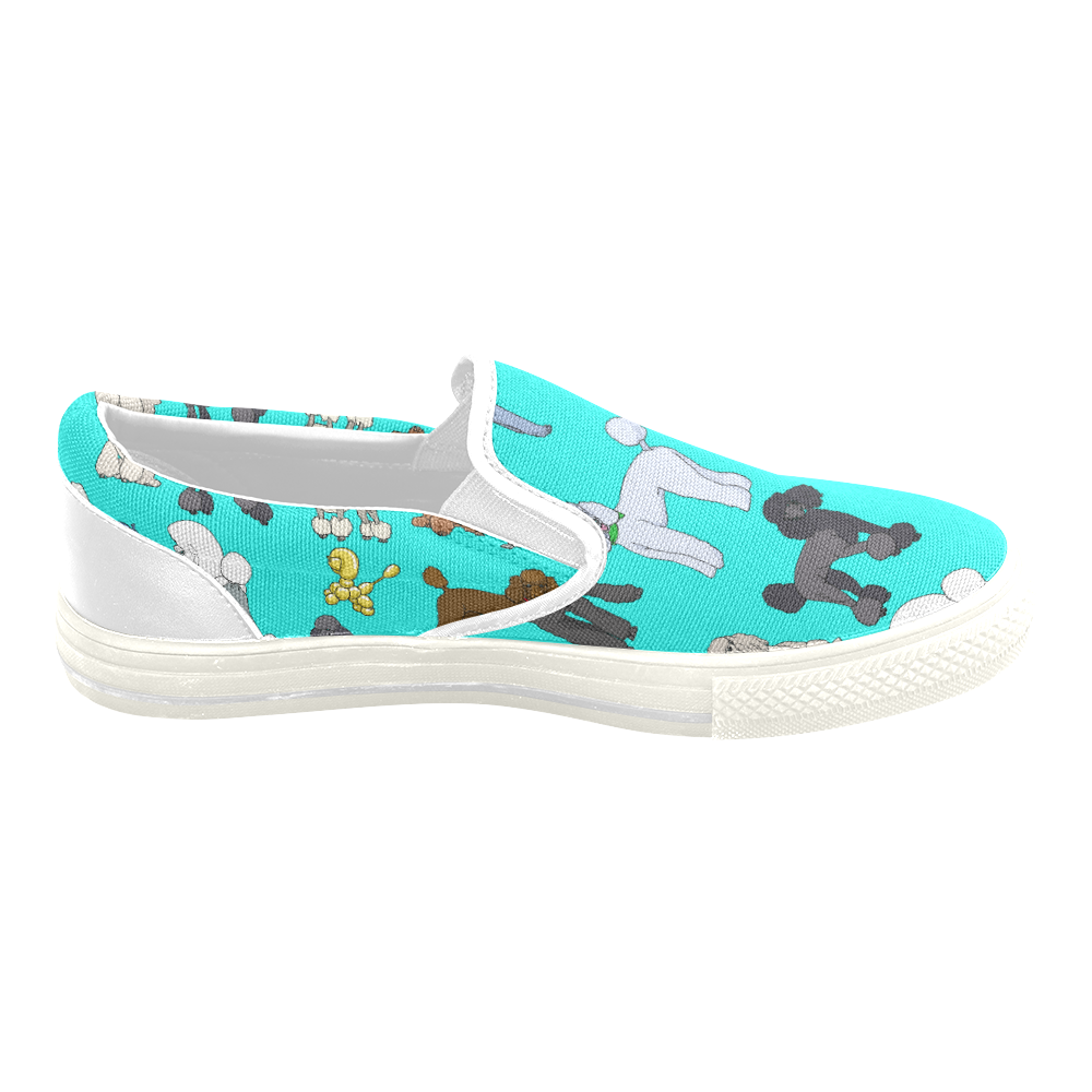 poodles aqua Women's Unusual Slip-on Canvas Shoes (Model 019)