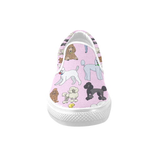 poodles pink Women's Unusual Slip-on Canvas Shoes (Model 019)