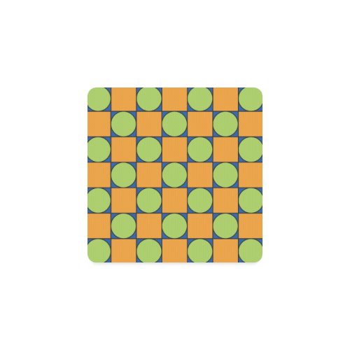 Green and Orange Geometric Pattern Square Coaster