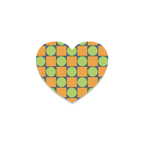 Green and Orange Geometric Pattern Heart Coaster