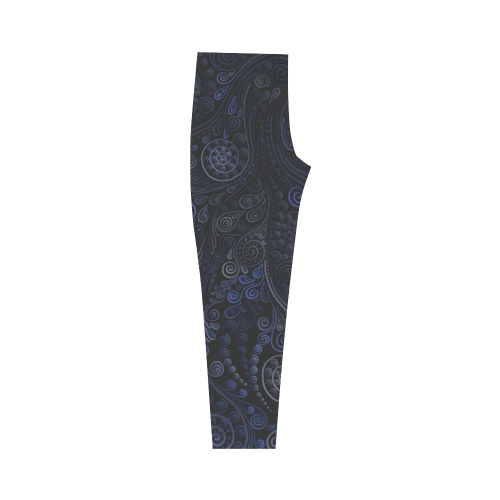 Ornamental blue on gray Capri Legging (Model L02)