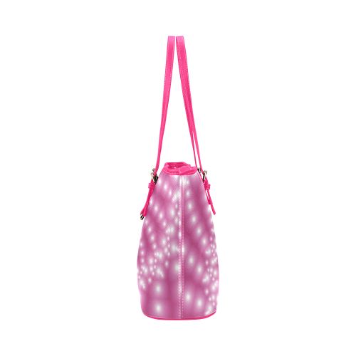 Glossy Pink Beads Spiral Fractal Leather Tote Bag/Large (Model 1651)