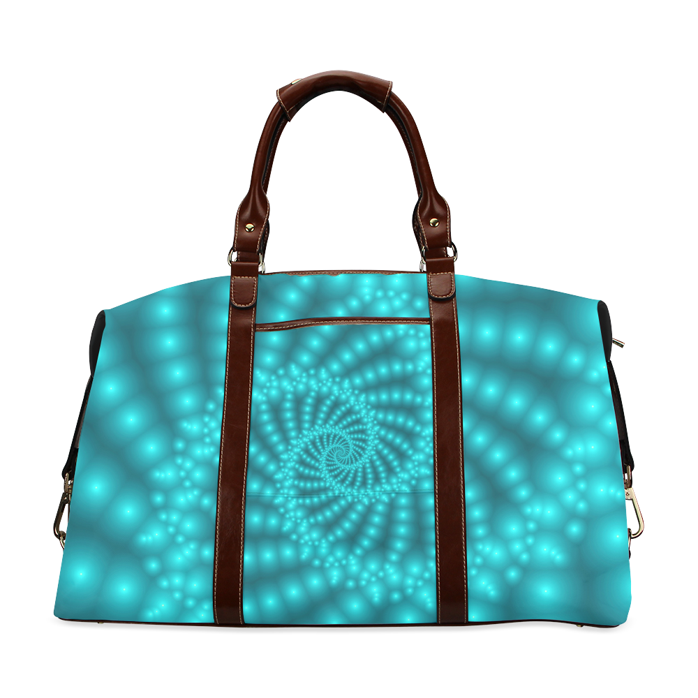 Glossy Turquoise Beads Spiral Fractal Classic Travel Bag (Model 1643)