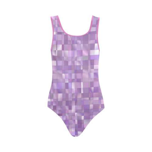 Purple Pearl Mosaic Vest One Piece Swimsuit (Model S04)