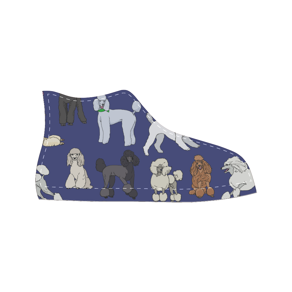 poodles navy Women's Classic High Top Canvas Shoes (Model 017)