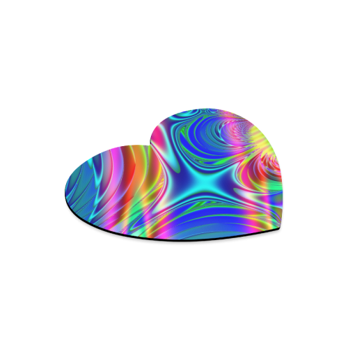 Rainbow Splash Fractal Heart-shaped Mousepad