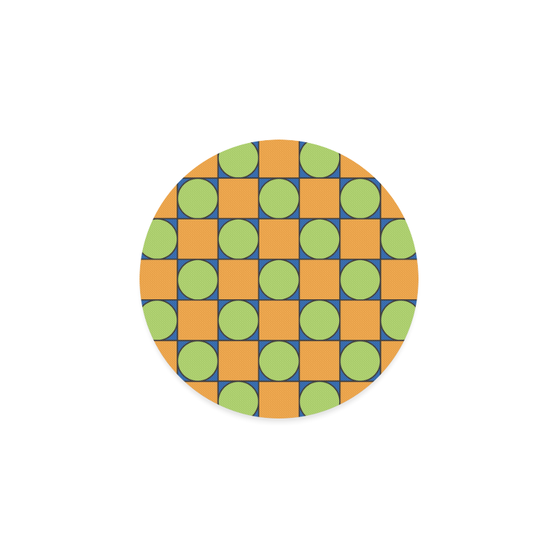 Green and Orange Geometric Pattern Round Coaster