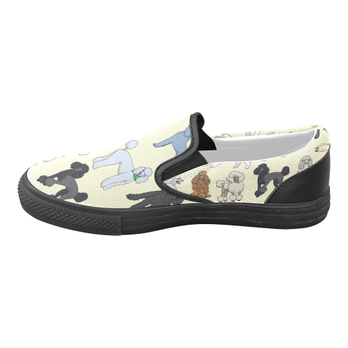 poodles cream Women's Unusual Slip-on Canvas Shoes (Model 019)