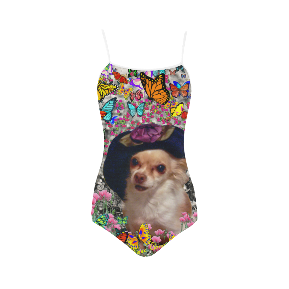 Chi Chi in Yellow Butterflies, Chihuahua Puppy Dog Strap Swimsuit ( Model S05)