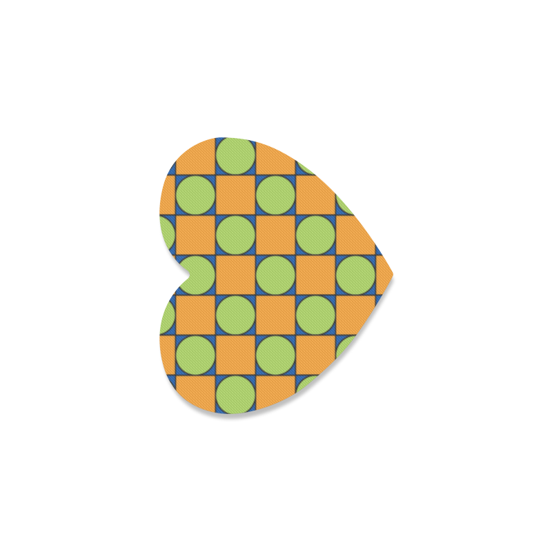 Green and Orange Geometric Pattern Heart Coaster