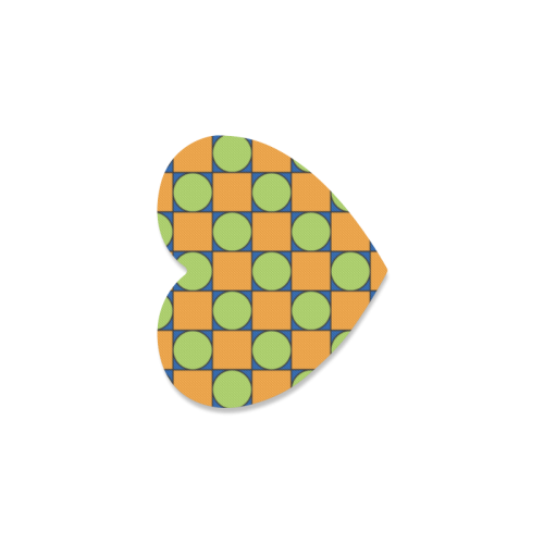 Green and Orange Geometric Pattern Heart Coaster