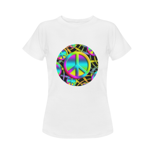 Neon Colorful Peace Pattern Women's Classic T-Shirt (Model T17）