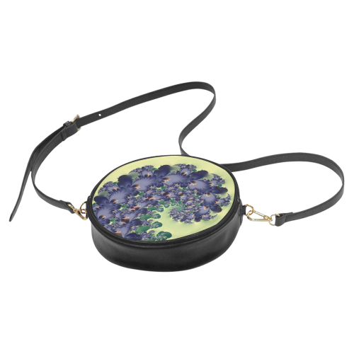 Fantastical Purple Feathers Fractal Abstract Round Sling Bag (Model 1647)