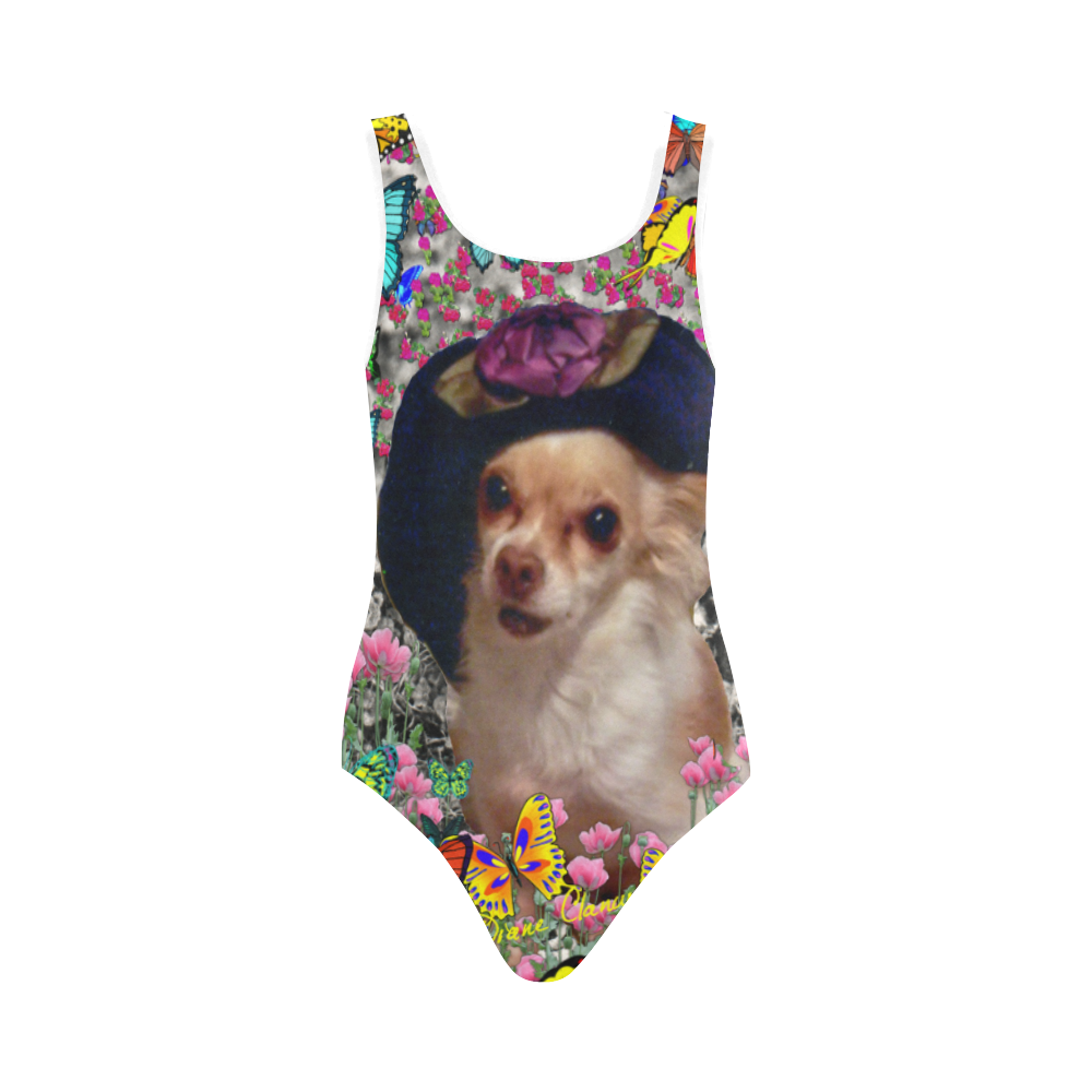 Chi Chi in Yellow Butterflies, Chihuahua Puppy Dog Vest One Piece Swimsuit (Model S04)