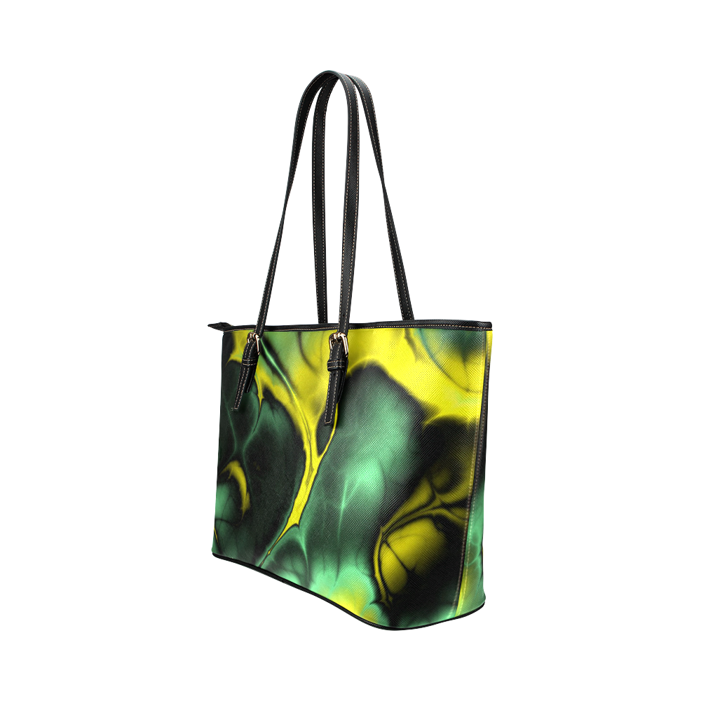 awesome fractal 32 Leather Tote Bag/Small (Model 1651)